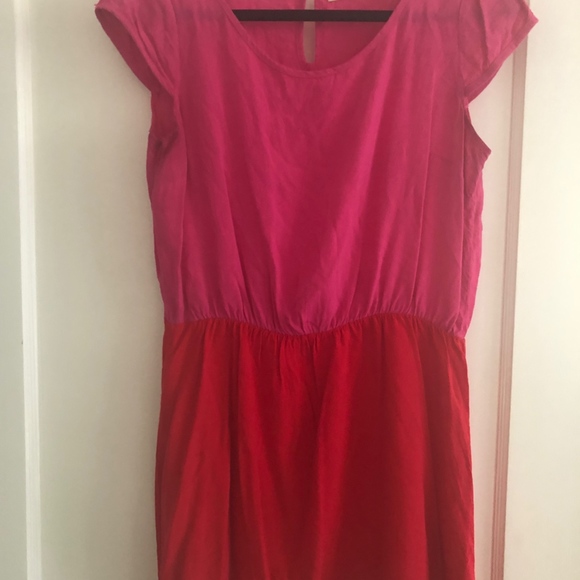 SOLD Red and Pink Aura Boutique Color Block Dress - Picture 2 of 5